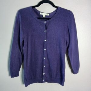 Debbie Morgan Knit Cardigan Sweater Plum Purple Size M